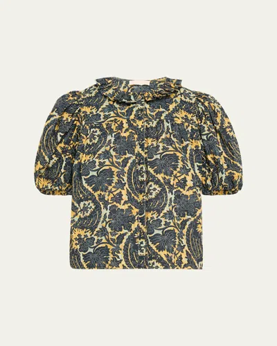 Ulla Johnson Amari Ruffle Short-sleeve Blouse