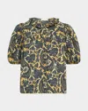 Ulla Johnson Amari Ruffle Short-sleeve Blouse In Gray