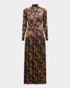 Ulla Johnson Amaya Pleated Floral-print Maxi Dress In Onyx