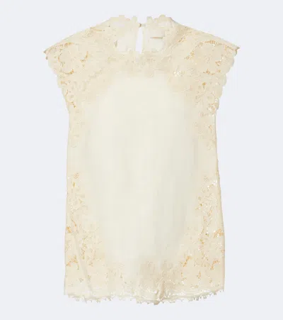 Ulla Johnson Amelie Crochet-trimmed Linen Top In White