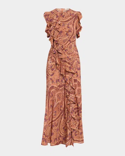 Ulla Johnson Ameline Sleeveless Silk Maxi Dress In Brown