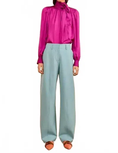 Ulla Johnson Ames Barrell Leg Trouser In Ocean In Blue