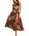 Ulla Johnson Amiko Sleeveless Shiny Pleated Midi Dress In Multi