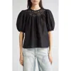 Ulla Johnson Amina Eyelet Lace Top In Black