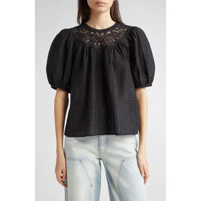 ULLA JOHNSON ULLA JOHNSON AMINA EYELET LACE TOP