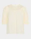 Ulla Johnson Amina Eyelet Short Sleeve Top In Natural In Ivory