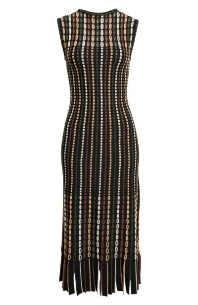 Ulla Johnson Amina Fringe Knit Midi Dress In Noctis