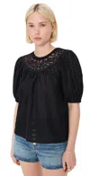 Ulla Johnson Amina Eyelet Lace Top In Noir