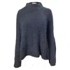 Ulla Johnson Amina Turtleneck Sweater In Navy Blue Cashmere In Black