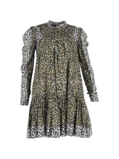 Pre-owned Ulla Johnson Amira Leopard-print Mini Dress In Neutral