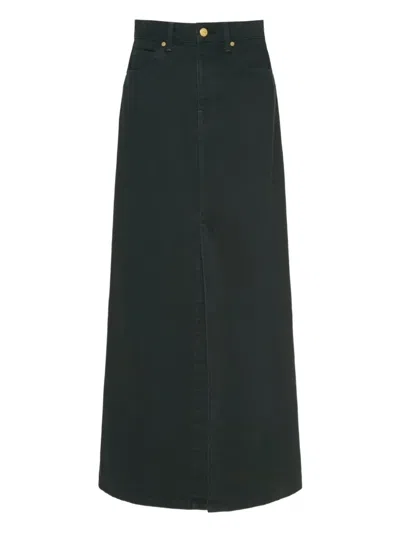 Ulla Johnson The Anais Cotton Denim Maxi Skirt In Dark Green