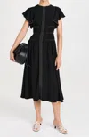 Ulla Johnson Anais Ruffled Embroidered Crepe Midi Dress In Black