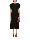 Ulla Johnson Anais Ruffled Embroidered Crepe Midi Dress In Black