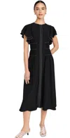 Ulla Johnson Anais Ruffled Embroidered Crepe Midi Dress In Black