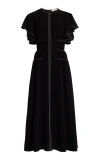 Ulla Johnson Anais Ruffled Embroidered Crepe Midi Dress In Black