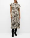 Ulla Johnson Anais Printed A-line Midi Dress In Moonstone
