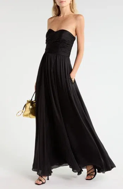 Ulla Johnson Anastasia Strapless Silk Maxi Dress In Black