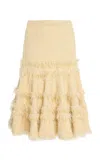 Ulla Johnson Andi Tweed Midi Skirt In Yellow
