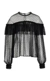 Ulla Johnson Anelise Ruffled Point D'esprit Lace Top In Black
