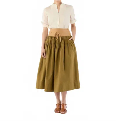 Ulla Johnson Angeline Skirt In Sahara Colorblock In Green