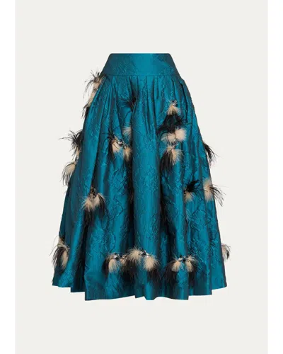 Ulla Johnson Angelique Embellished Cloque Midi Skirt In Blue