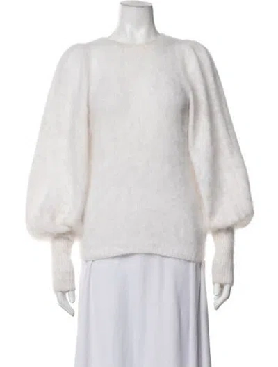 Pre-owned Ulla Johnson Angora Crew Neck Sweater In White