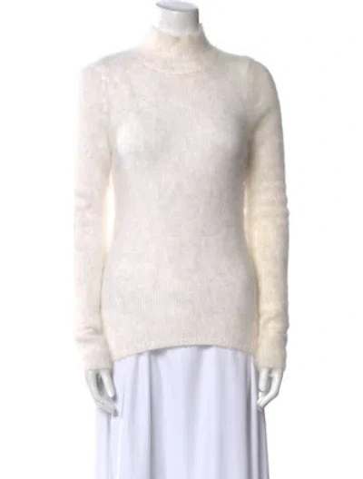 Pre-owned Ulla Johnson Angora Mock Neck Sweater In White