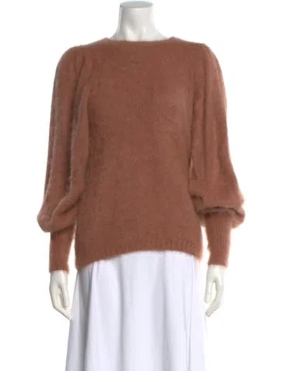 Pre-owned Ulla Johnson Angora Scoop Neck Sweater In Neutral