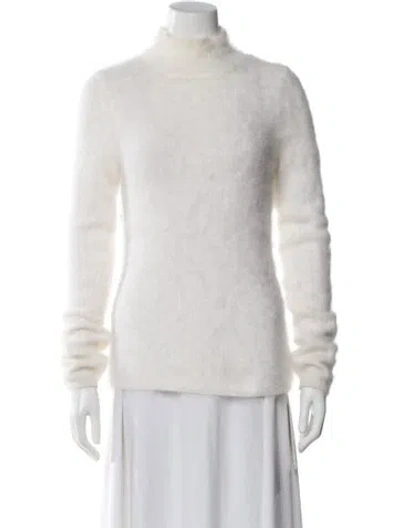 Pre-owned Ulla Johnson Angora Turtleneck Sweater In White