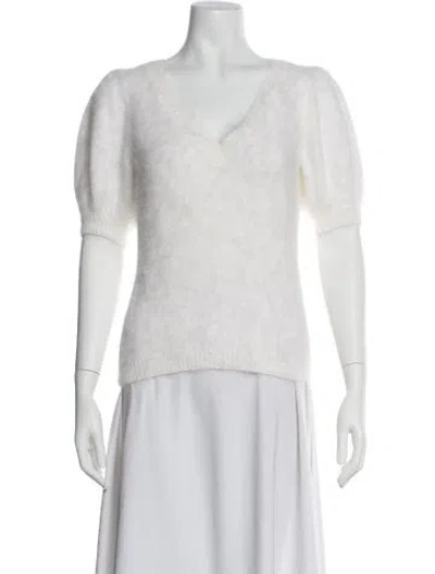 Pre-owned Ulla Johnson Angora V-neck Sweater In Neutral