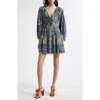 Ulla Johnson Anika Floral Print Long Sleeve Minidress In Portofino