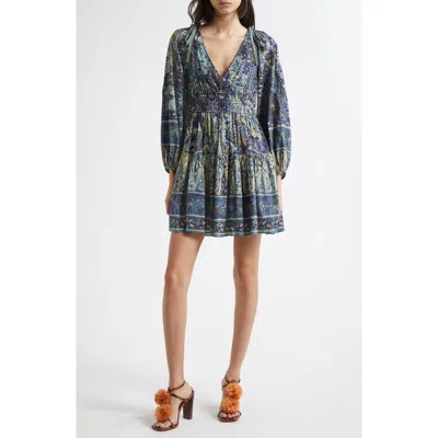 Ulla Johnson Anika Floral Print Long Sleeve Minidress In Portofino