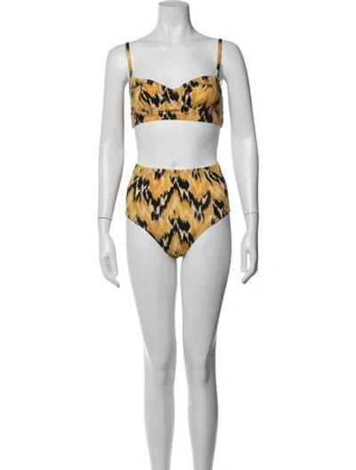 Pre-owned Ulla Johnson Animal Print Bikini W/ Tags In Brown