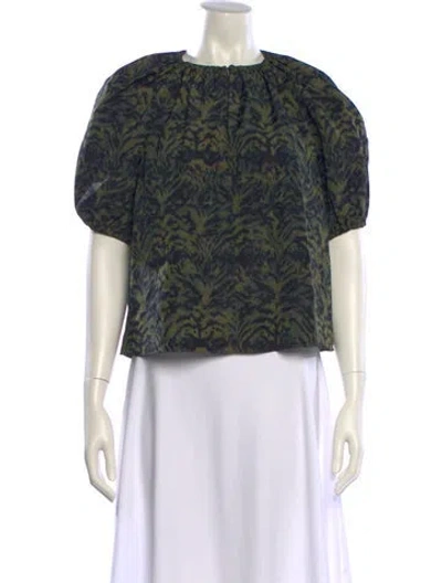 Pre-owned Ulla Johnson Animal Print Crew Neck Blouse W/ Tags In Black