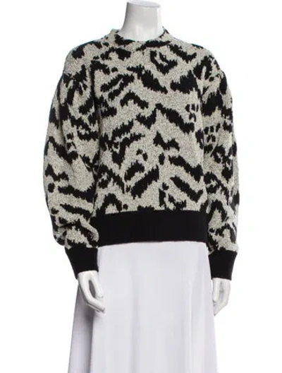 Pre-owned Ulla Johnson Animal Print Crew Neck Sweater In Black