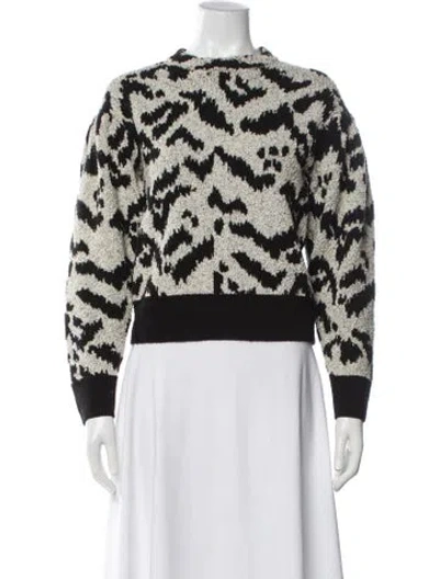 Pre-owned Ulla Johnson Animal Print Crew Neck Sweater In Black