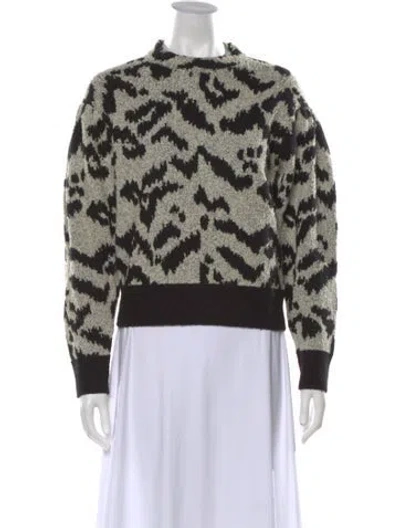 Pre-owned Ulla Johnson Animal Print Crew Neck Sweater In Black/neutrals