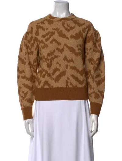 Pre-owned Ulla Johnson Animal Print Crew Neck Sweater In Neutral