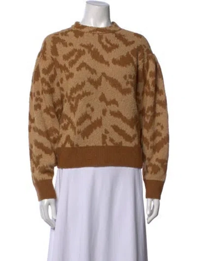 Pre-owned Ulla Johnson Animal Print Crew Neck Sweater In Neutrals