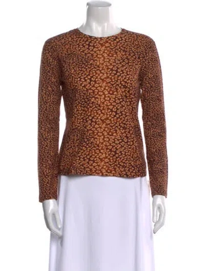 Pre-owned Ulla Johnson Animal Print Crew Neck Sweatshirt In Brown