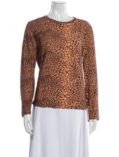 Pre-owned Ulla Johnson Animal Print Crew Neck Top In Brown