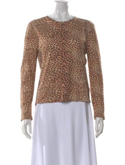 Pre-owned Ulla Johnson Animal Print Crew Neck Top In Brown