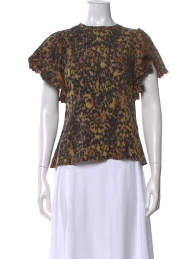 Pre-owned Ulla Johnson Animal Print Crew Neck Top In Multi