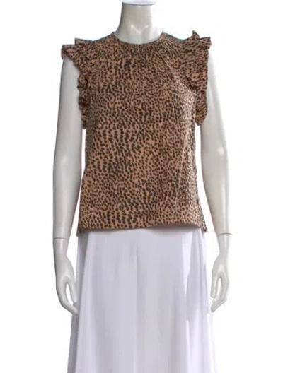 Pre-owned Ulla Johnson Animal Print Crew Neck Top In Neutral