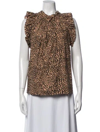 Pre-owned Ulla Johnson Animal Print Crew Neck Top In Neutrals