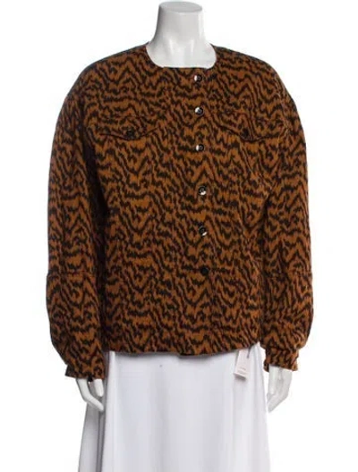 Pre-owned Ulla Johnson Animal Print Faux Fur Jacket In Orange