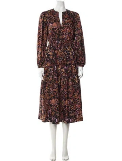 Pre-owned Ulla Johnson Animal Print Long Dress In Brown