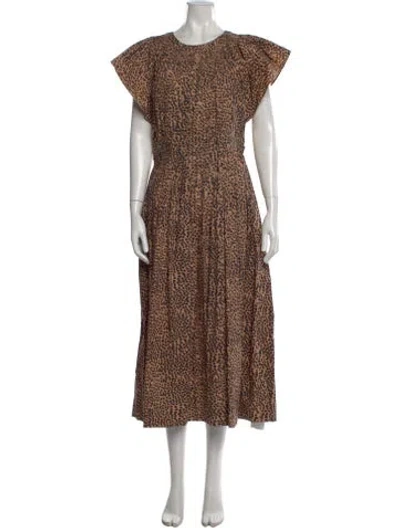 Pre-owned Ulla Johnson Animal Print Long Dress In Neutral