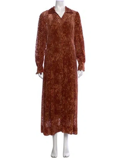 Pre-owned Ulla Johnson Animal Print Long Dress In Red