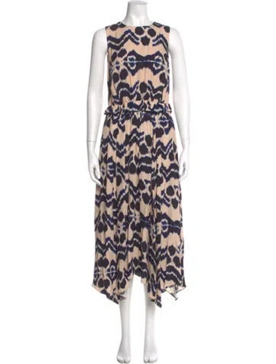 Pre-owned Ulla Johnson Animal Print Midi Length Dress In Neutral
